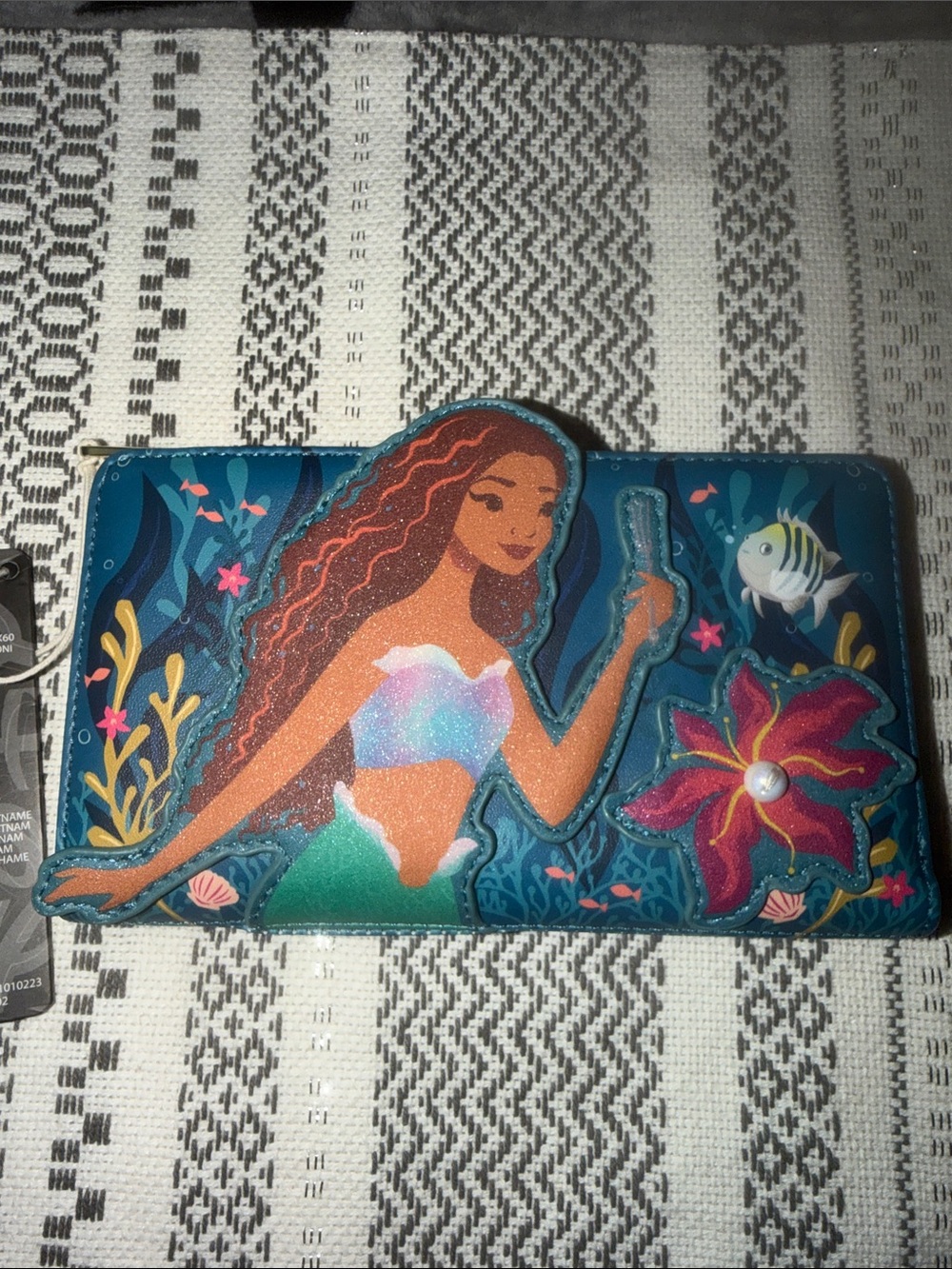 Loungefly Teal Disney The Little Mermaid Zip Around Wallet with Ocean Motif - Picture 3 of 5